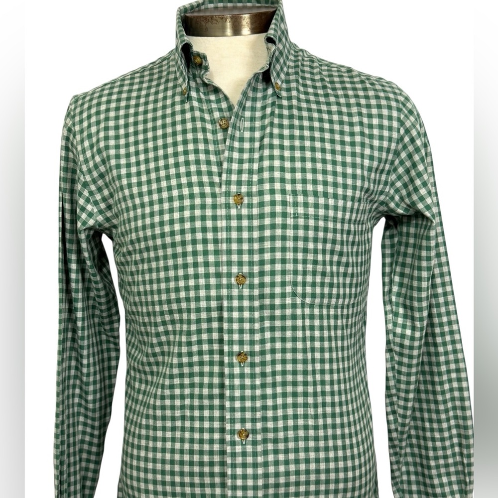 Brooks Brothers S Green Gray Checkered Shirt Non Iron Supima Cotton Button Down - Picture 8 of 10